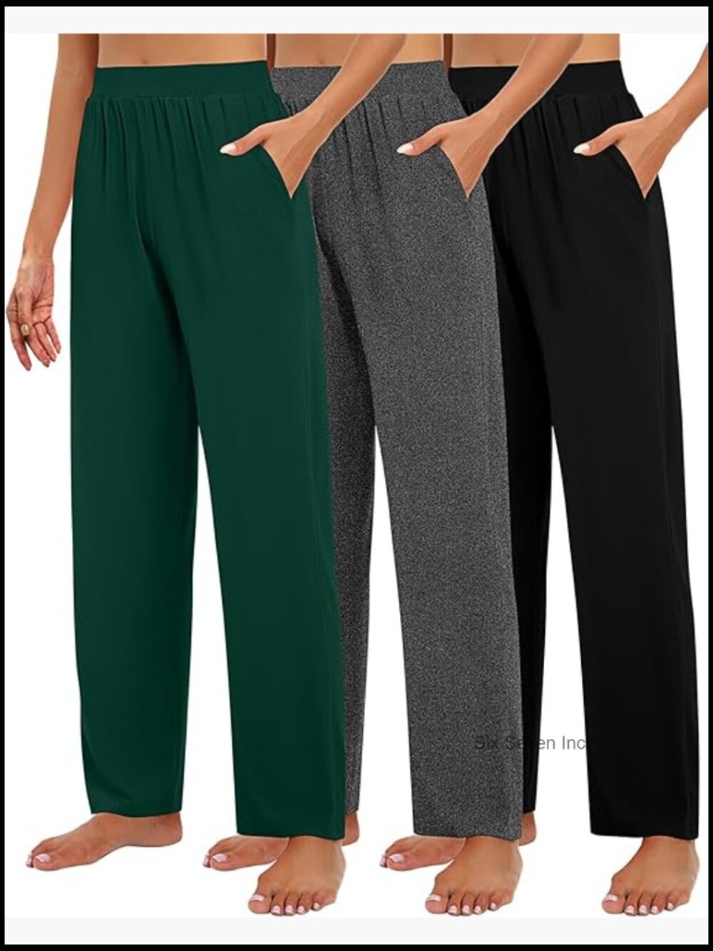 3 Pack Women's Lounge Pants, Cozy Wide Leg Sweatpants with Pockets Loose Flowy